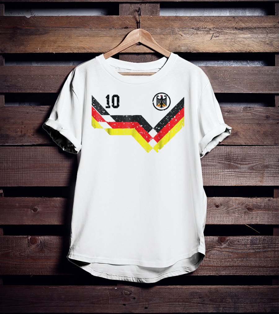 Deutschland Retro Soccer Jersey Number 10 With German Eagle Emblem T-Shirt