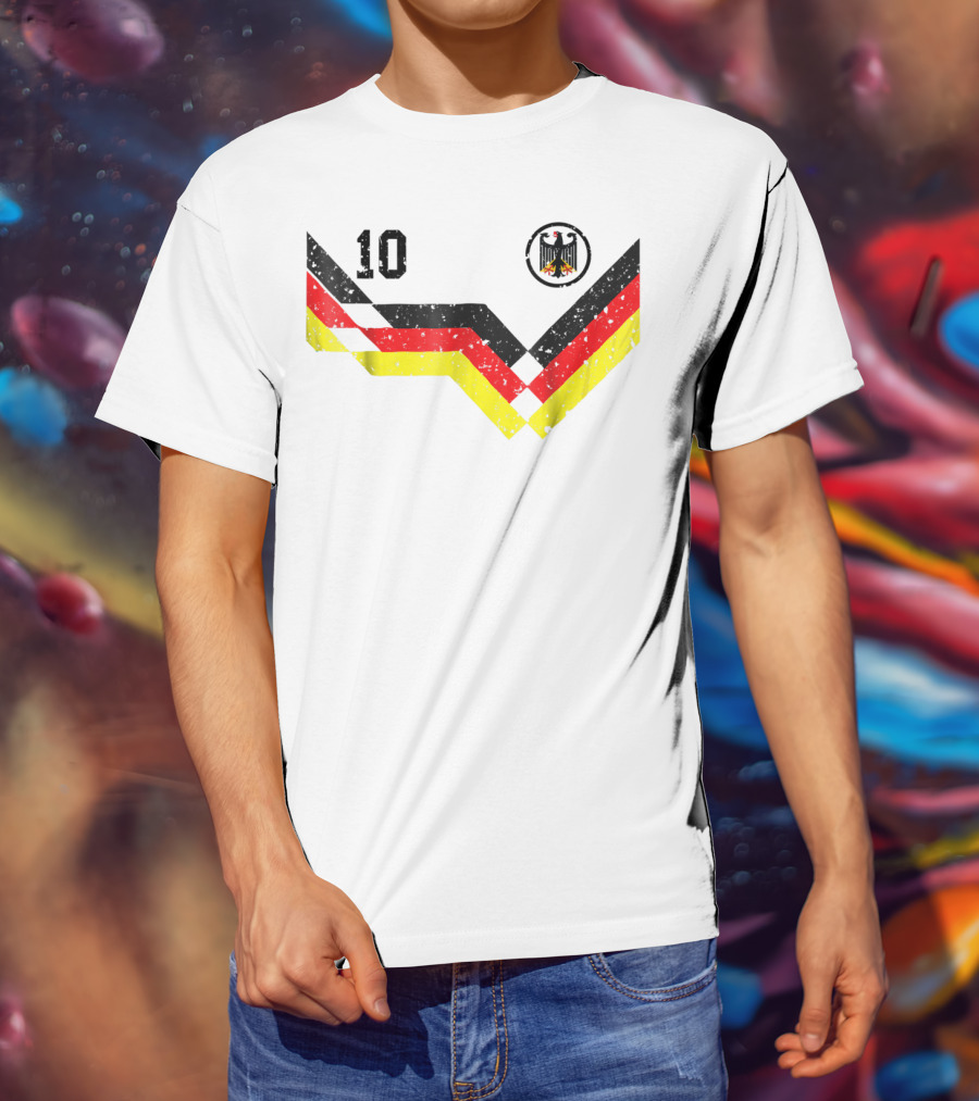 Deutschland Retro Soccer Jersey Number 10 With German Eagle Emblem T-Shirt