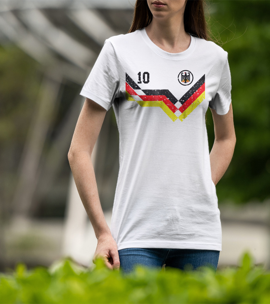 Deutschland Retro Soccer Jersey Number 10 With German Eagle Emblem T-Shirt