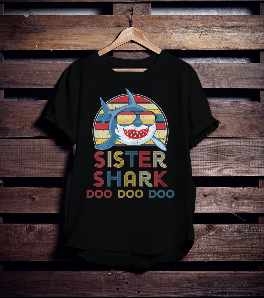 Sister Shark Doo Doo Doo Retro Vintage T-Shirt