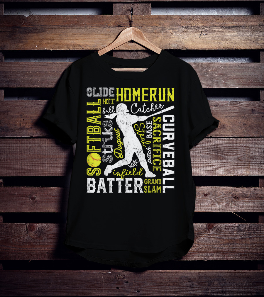 Softball Batter Pitch Homerun Curveball Slide Catcher Strike Grand Slam T-Shirt