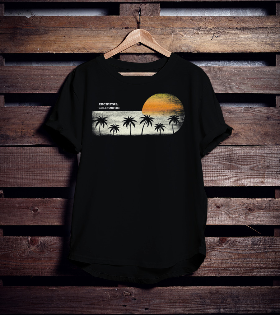 Encinitas California Ocean Sunset With Palm Trees T-Shirt