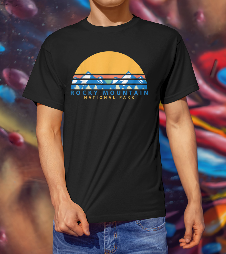 Rocky Mountain National Park Colorado Sunset Peaks Retro Vintage T-Shirt