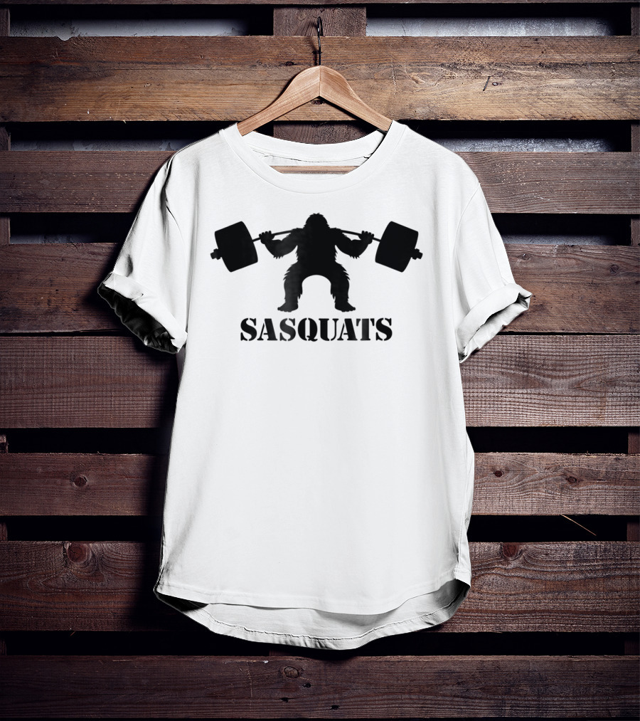 Sasquats Sasquatch Bigfoot Doing Squats With Weights T-Shirt