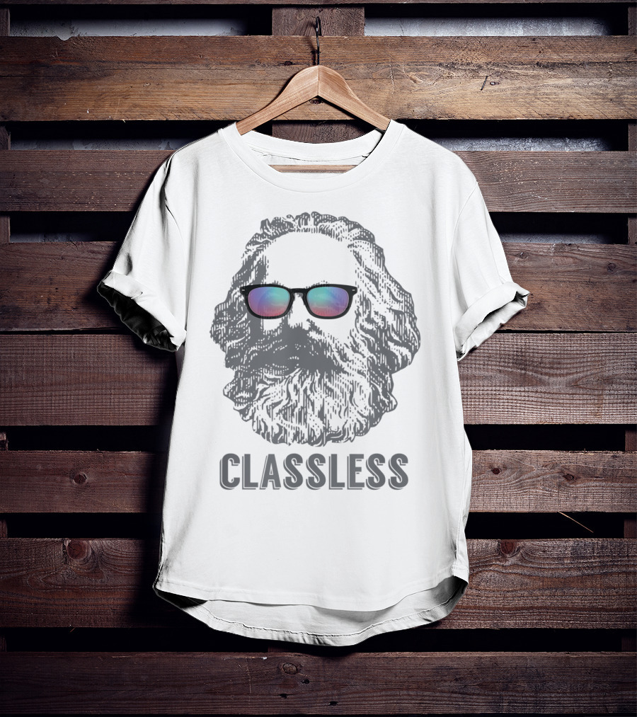 Classless Karl Marx Marxist Marxism With Sunglasses Iconic T-Shirt