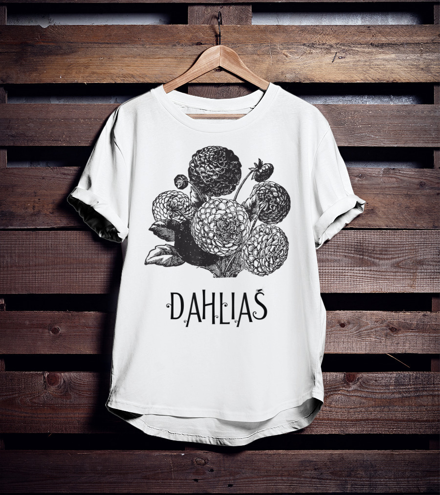 Dahlias Vintage Antique Floral Blooms T-Shirt