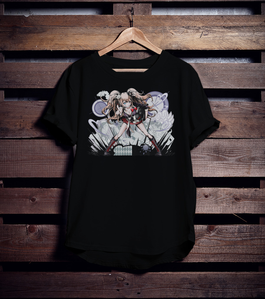 Danganronpa's Monokumas Classics Iconic Anime Character With Bear And Stylized Background T-Shirt