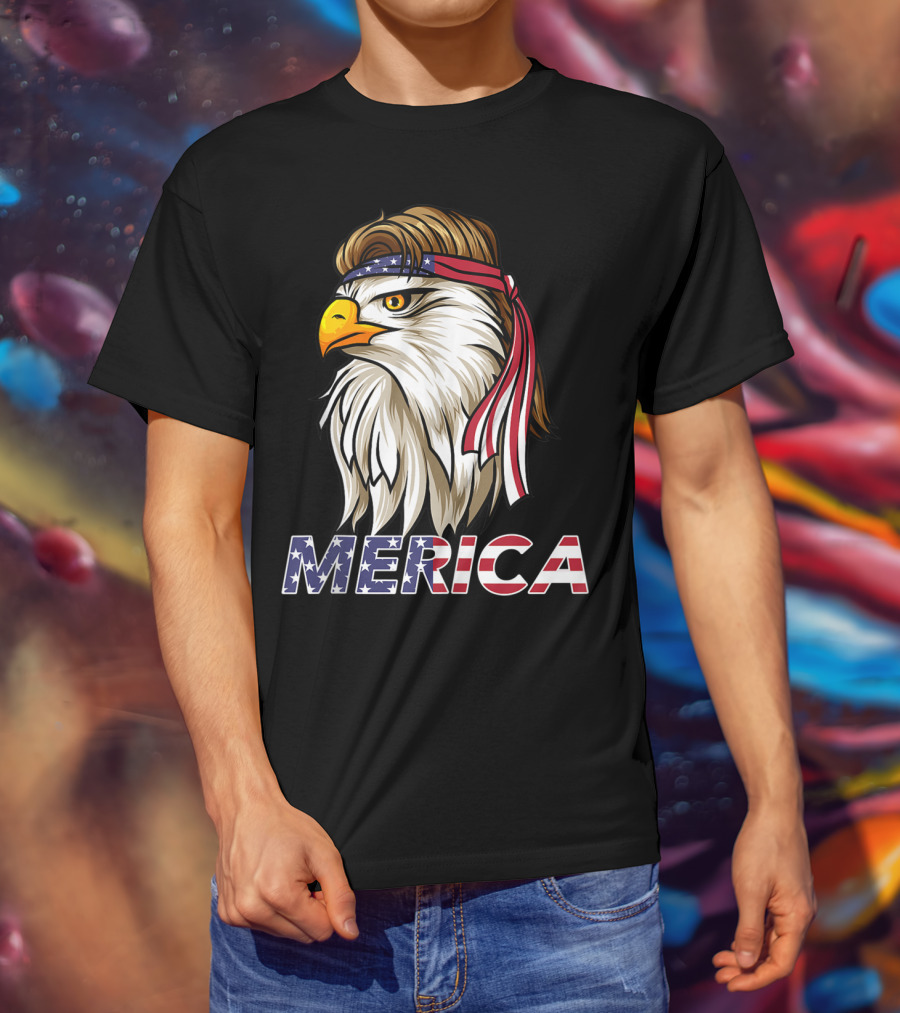 Bald Eagle Mullet Bandana Merica USA T-Shirt