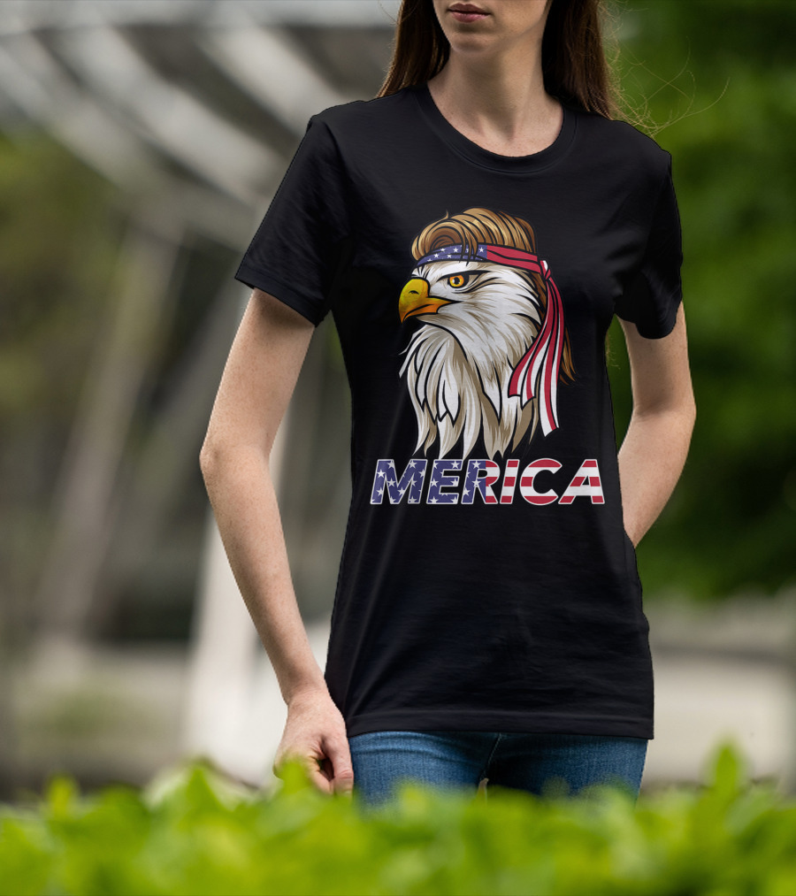 Bald Eagle Mullet Bandana Merica USA T-Shirt