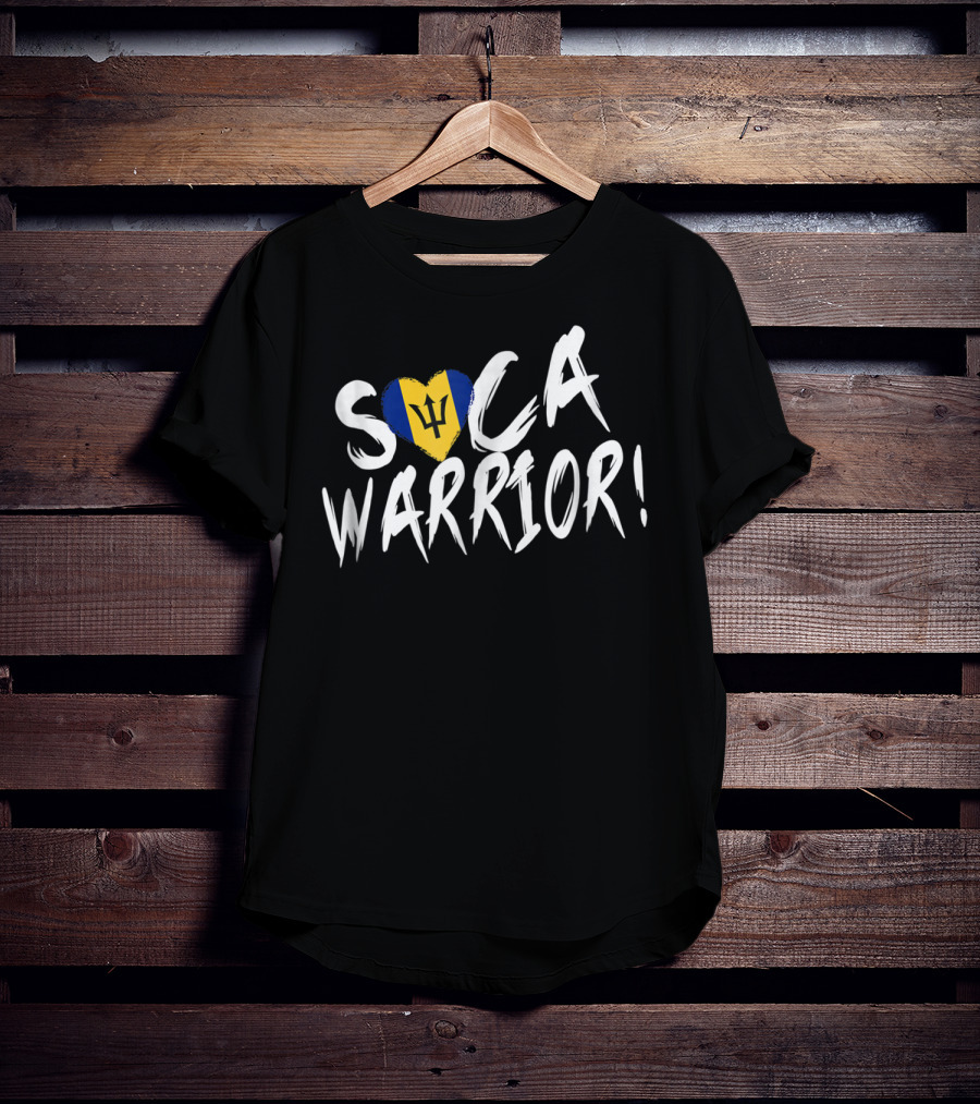 Soca Warrior Barbados Flag Heart West Indian Carnival Fete T-Shirt