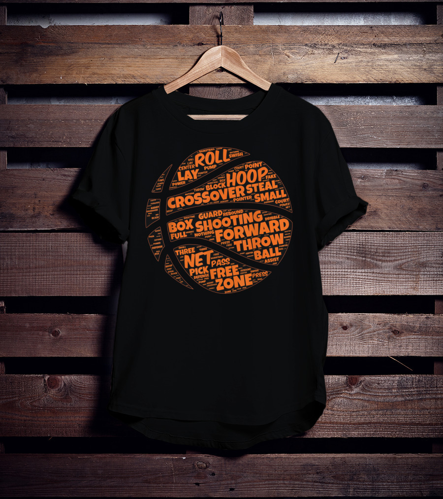 Basketball Sayings Typography In Orange Featuring Crossover Hoop Forward Play T-Shirt
