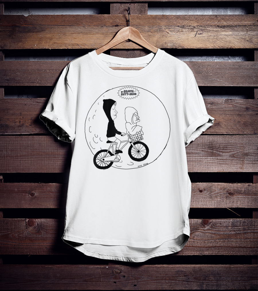 Beavis And Butthead On Bike Parody Extra Terrestrial Moon Scene T-Shirt