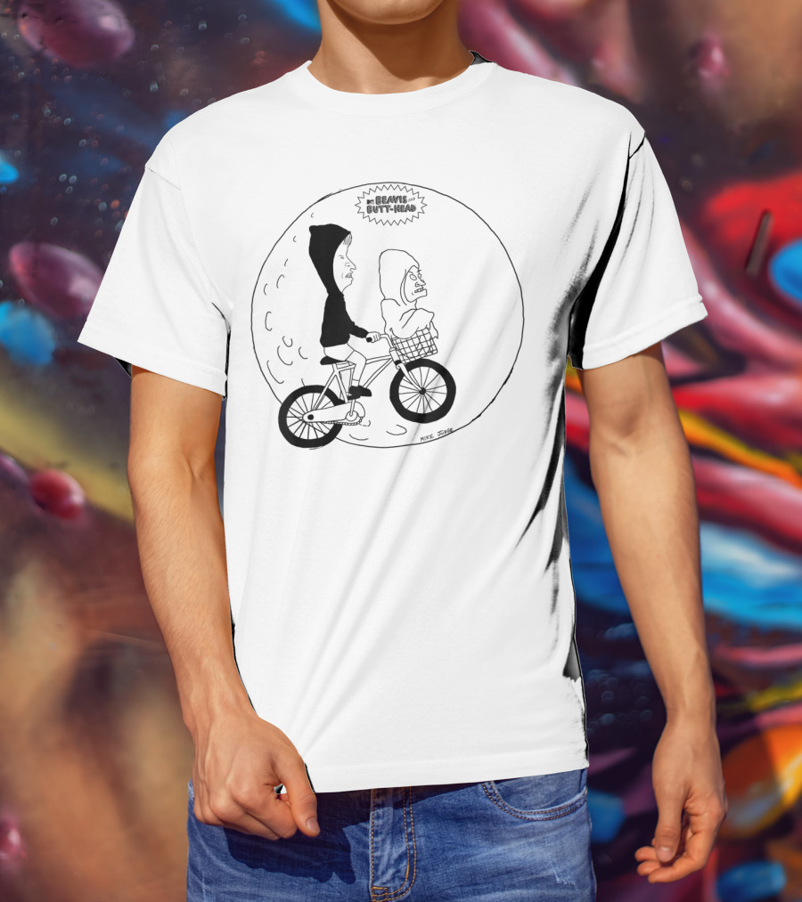 Beavis And Butthead On Bike Parody Extra Terrestrial Moon Scene T-Shirt