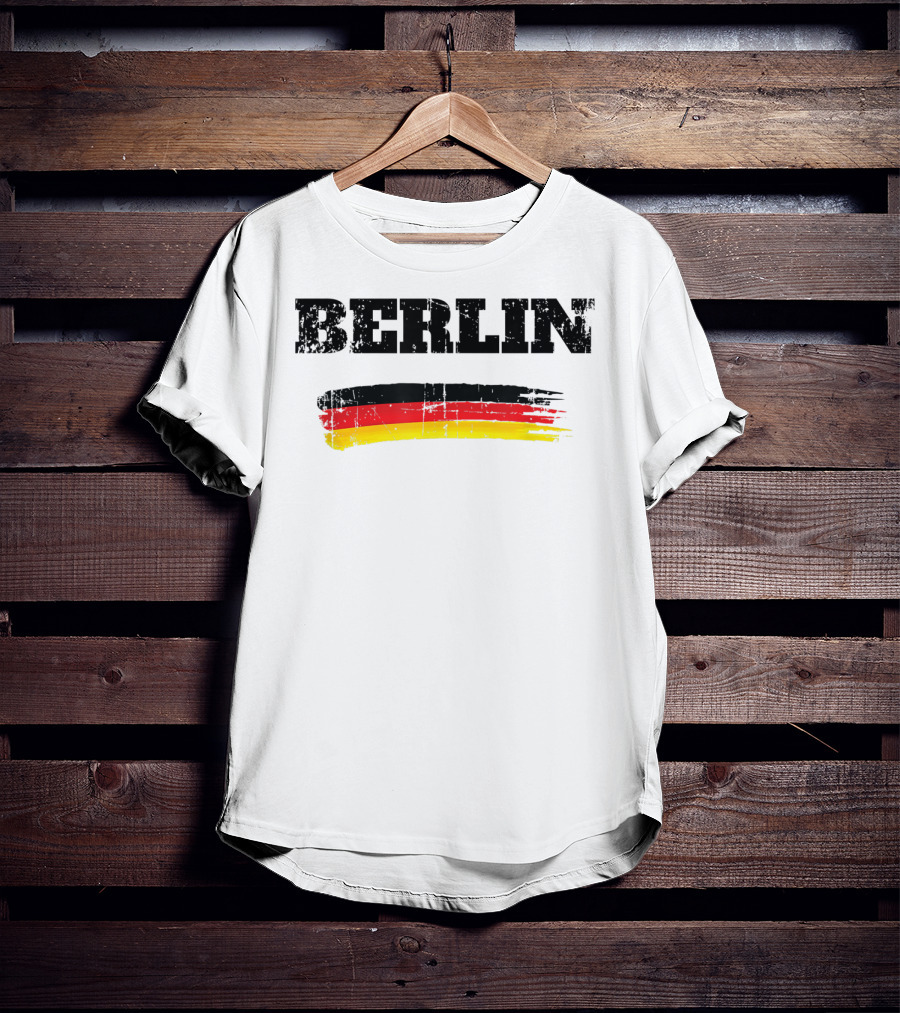 Berlin Germany Black Red Gold Flag Brushstroke T-Shirt