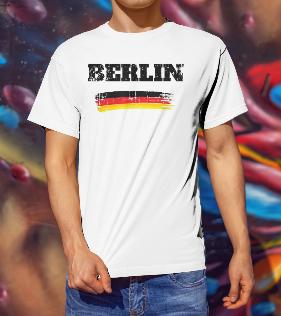 Berlin Germany Black Red Gold Flag Brushstroke T-Shirt