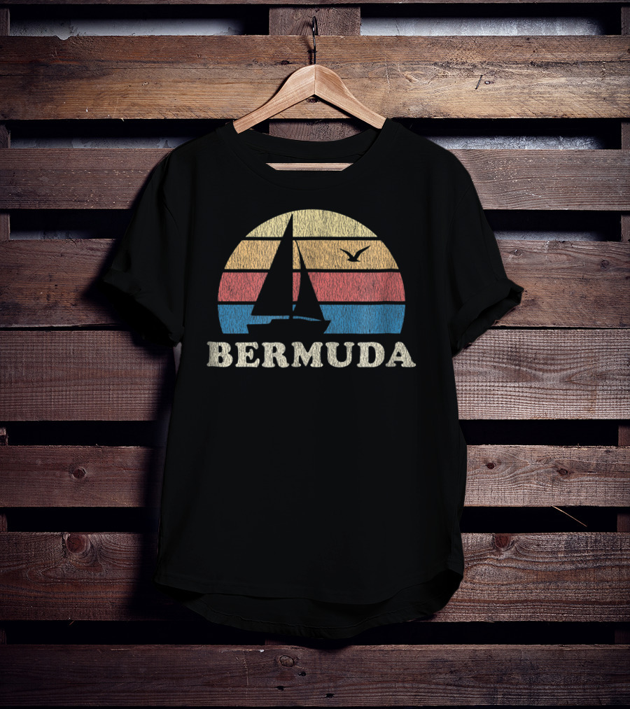 Bermuda 70s Vintage Sailboat Sunset Throwback T-Shirt