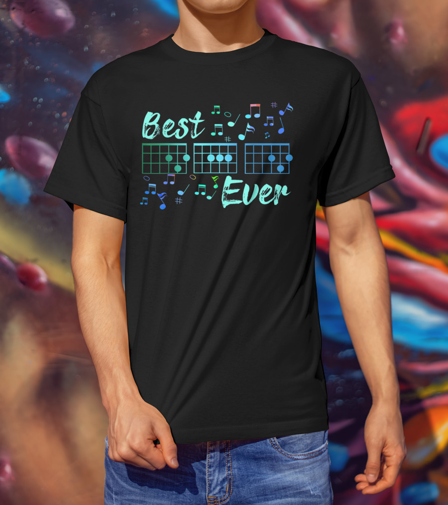Best Dad Ever Guitar Chord Music Notes Funny Guitarist T-Shirt