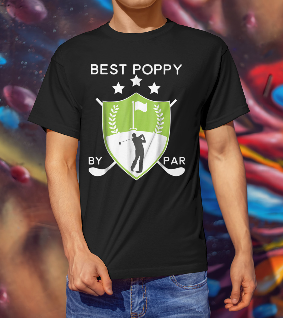 Best Poppy By Par Golf Golfer Crest Shield T-Shirt