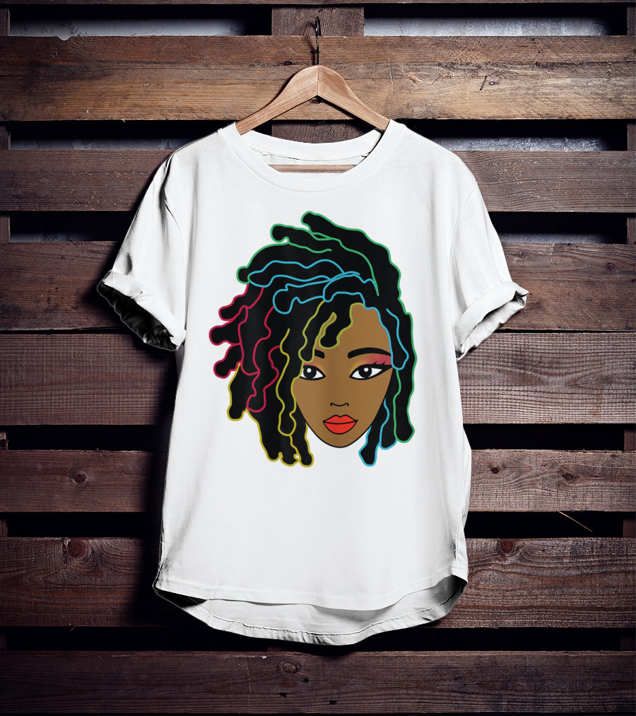 Black Girl With Colorful Locs Hair Pride T-Shirt