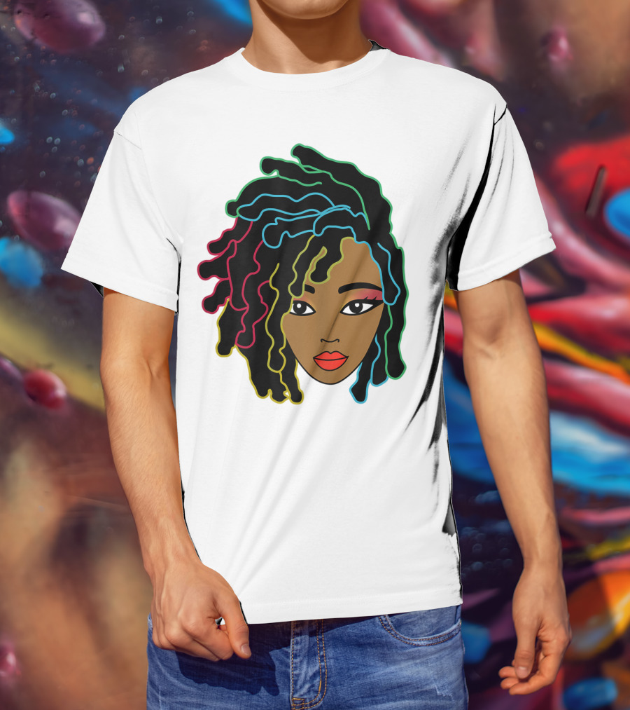 Black Girl With Colorful Locs Hair Pride T-Shirt
