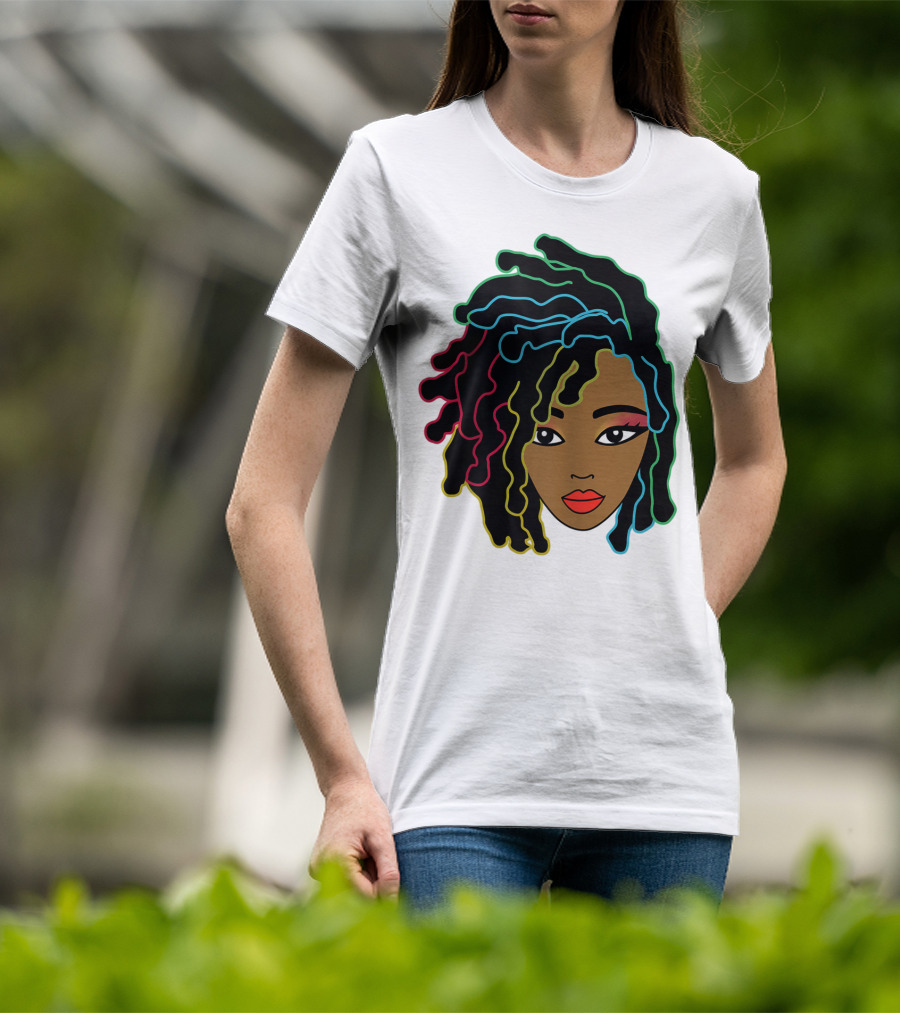 Black Girl With Colorful Locs Hair Pride T-Shirt