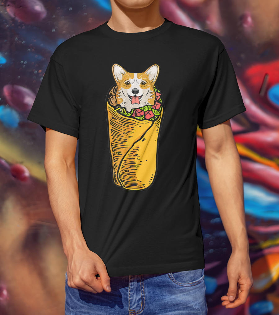 Cinco De Mayo Corgi In Burrito Mexican Food T-Shirt