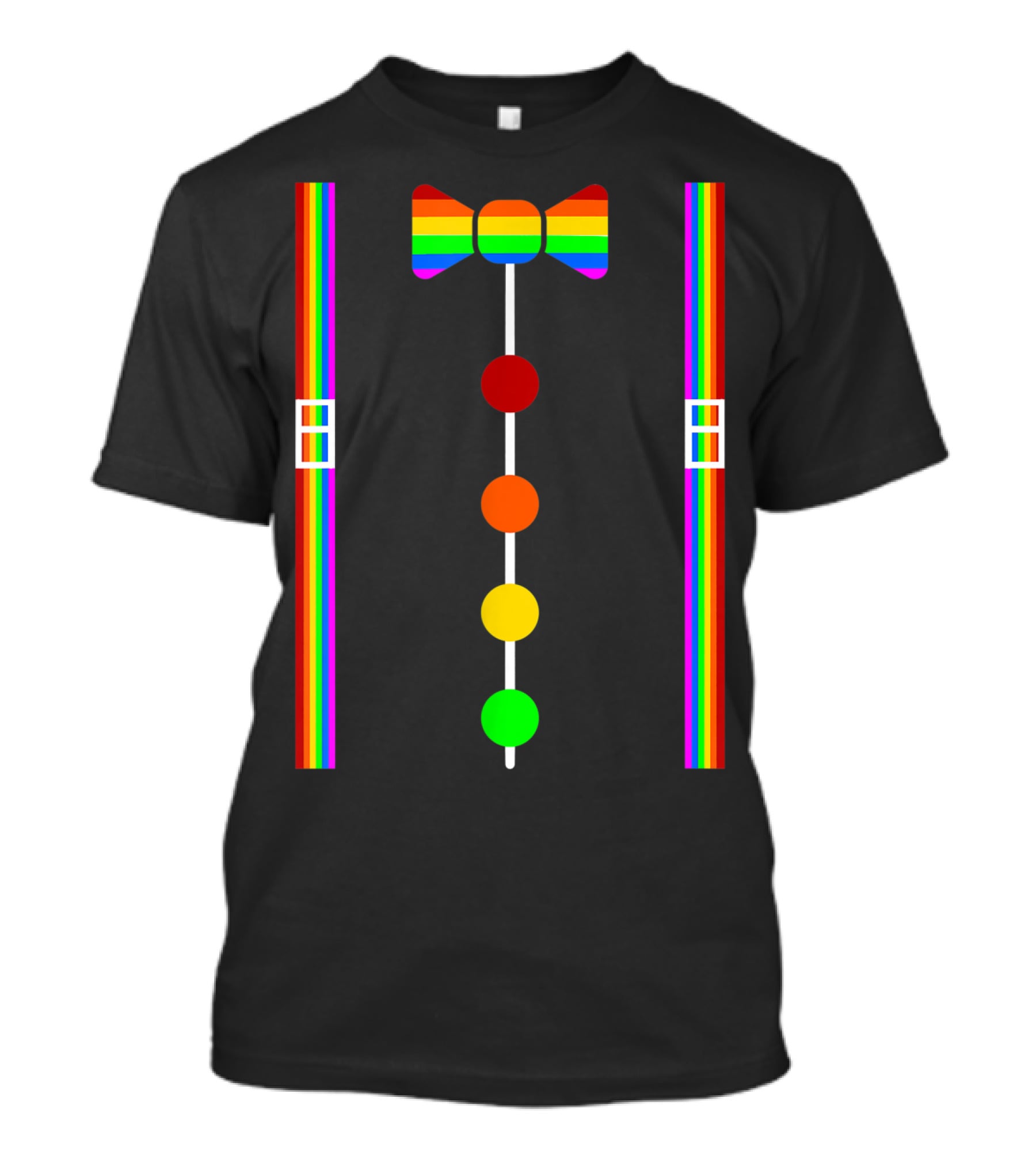 Clown Tie Rainbow Bowtie Suspenders Costume Circus Carnival T-Shirt