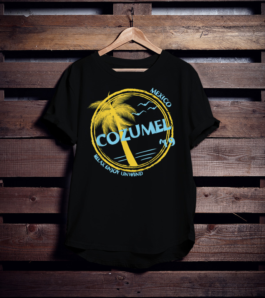 Cozumel Mexico Relax Enjoy Unwind Palm Tree 79 Spring Brea Souvenir T-Shirt