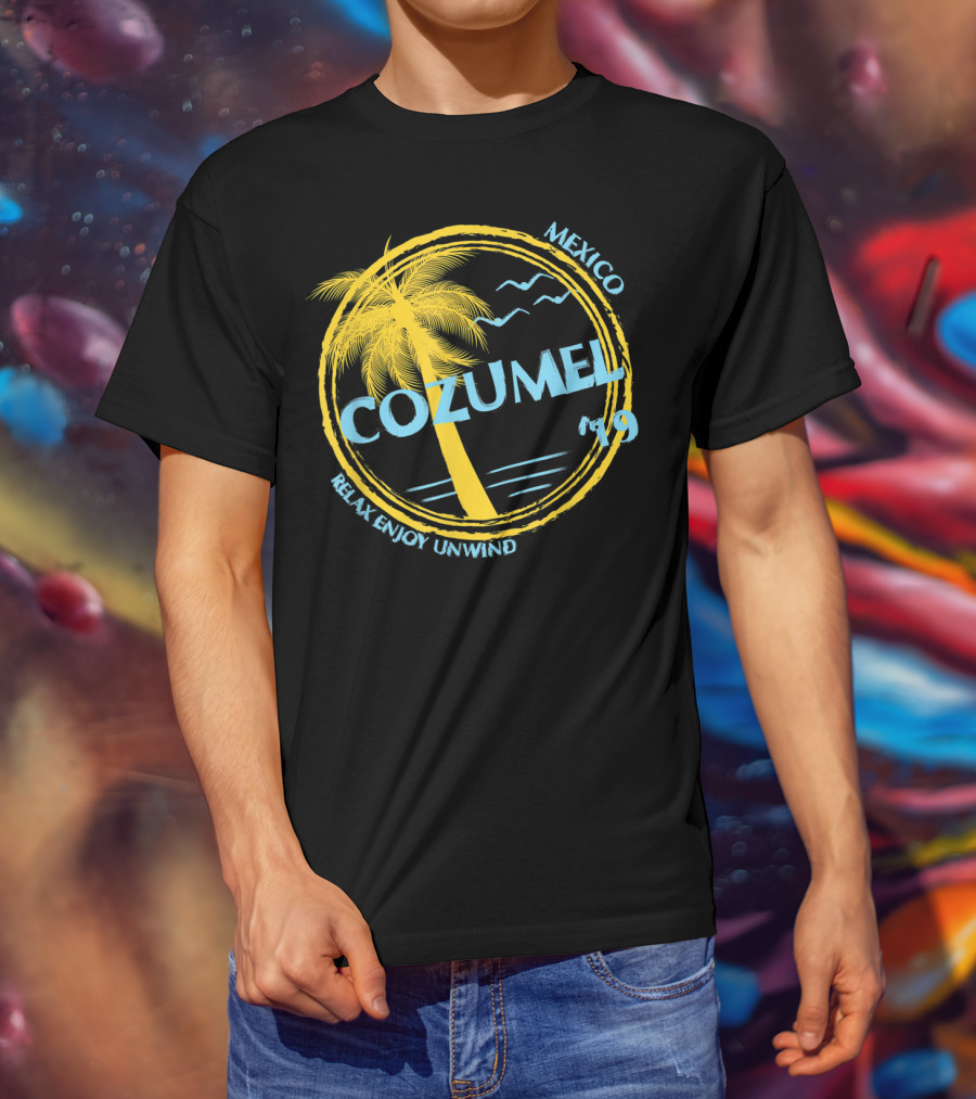 Cozumel Mexico Relax Enjoy Unwind Palm Tree 79 Spring Brea Souvenir T-Shirt