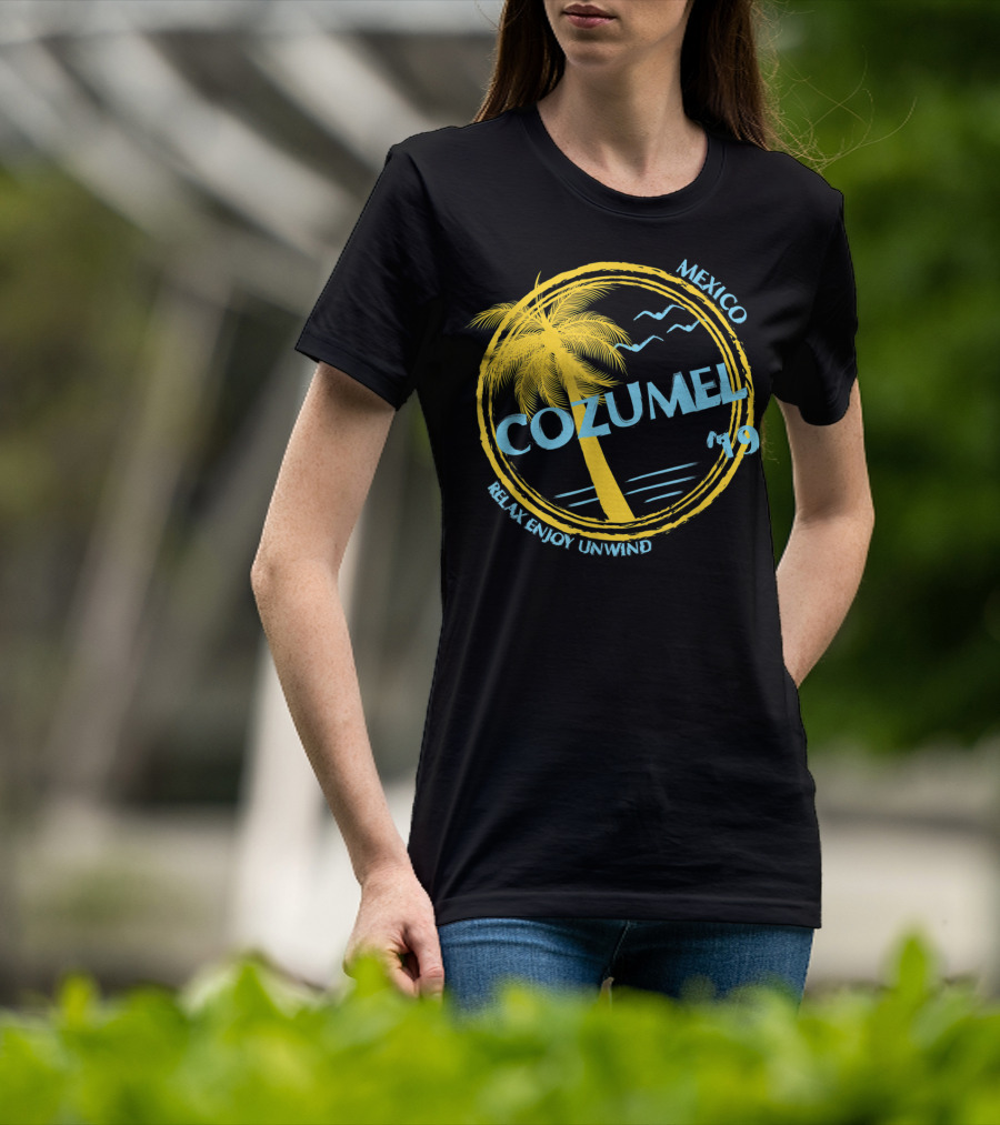 Cozumel Mexico Relax Enjoy Unwind Palm Tree 79 Spring Brea Souvenir T-Shirt