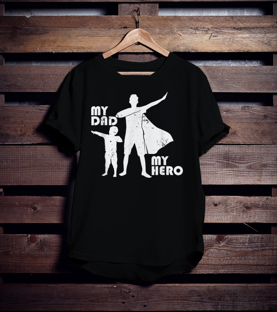 My Dad My Hero Father And Child Dabbing Superhero T-Shirt