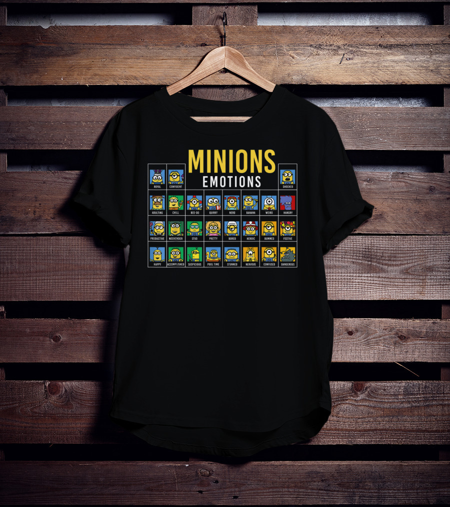 Minions Emotions Chart Featuring Despicable Me Characters T-Shirt