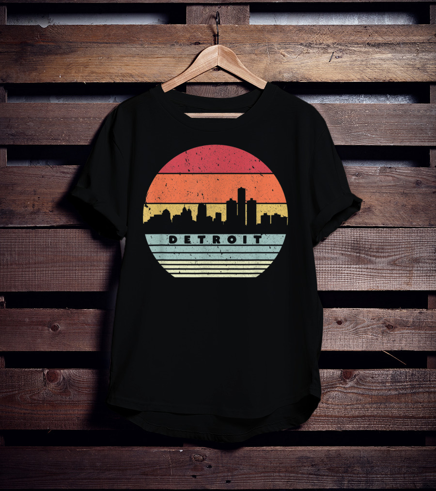 Detroit Skyline Retro Souvenir USA T-Shirt