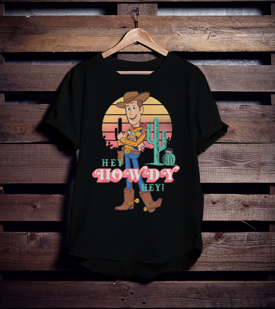 Disney Pixar Toy Story 4 Woody Hey Howdy Hey Sunset Desert Scene T-Shirt