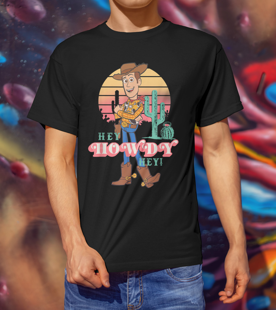 Disney Pixar Toy Story 4 Woody Hey Howdy Hey Sunset Desert Scene T-Shirt