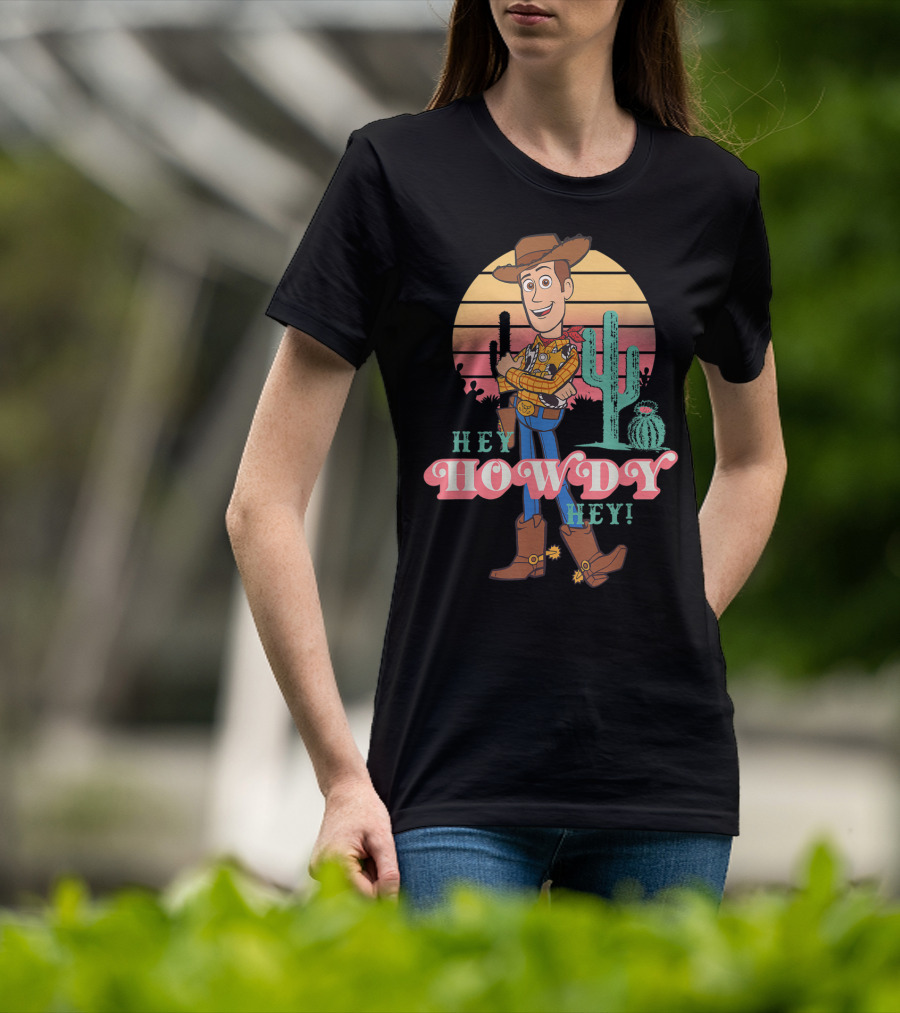 Disney Pixar Toy Story 4 Woody Hey Howdy Hey Sunset Desert Scene T-Shirt