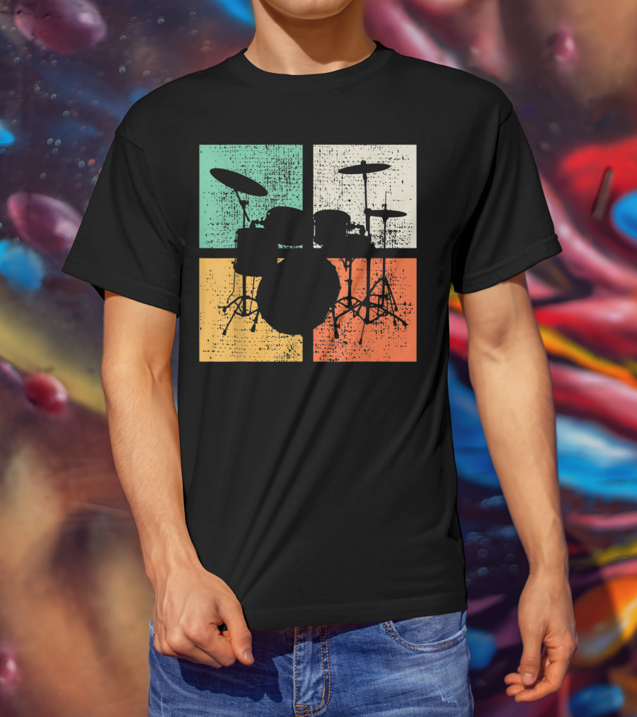 Drummer Drumline Drumset Retro Drum Kit T-Shirt