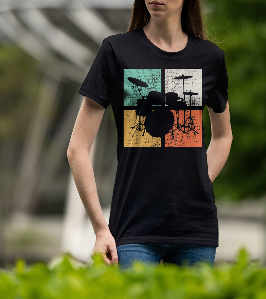 Drummer Drumline Drumset Retro Drum Kit T-Shirt
