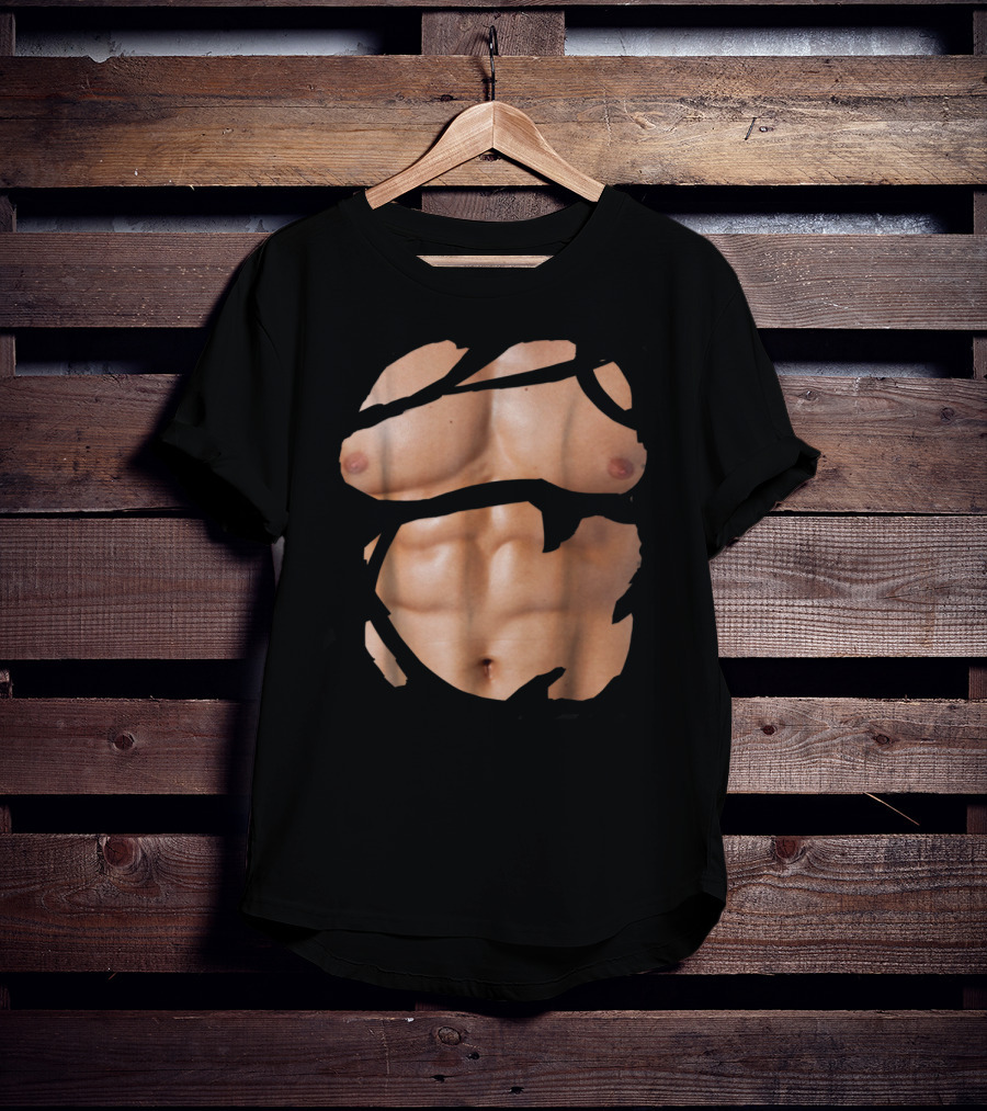 Fake Muscle Under Clothes Chest Six-Pack Abs Bodybuilder Illusion T-Shirt