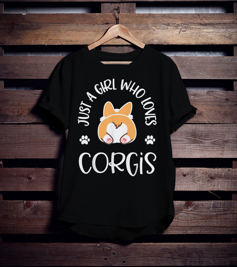 Just A Girl Who Loves Corgis With Cute Dog And Paw Prints T-Shirt