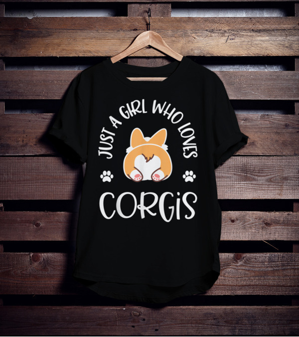 Just A Girl Who Loves Corgis With Cute Dog And Paw Prints T-Shirt
