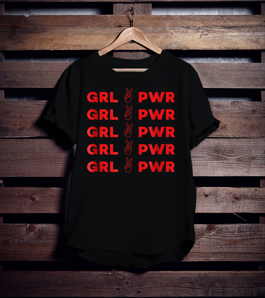 GRL PWR Repeated With Peace Hand Gesture Empowerment T-Shirt