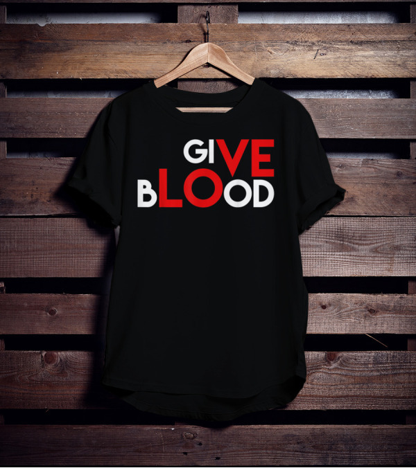Give Blood Red White LOVE Typography World Blood Donation Day T-Shirt