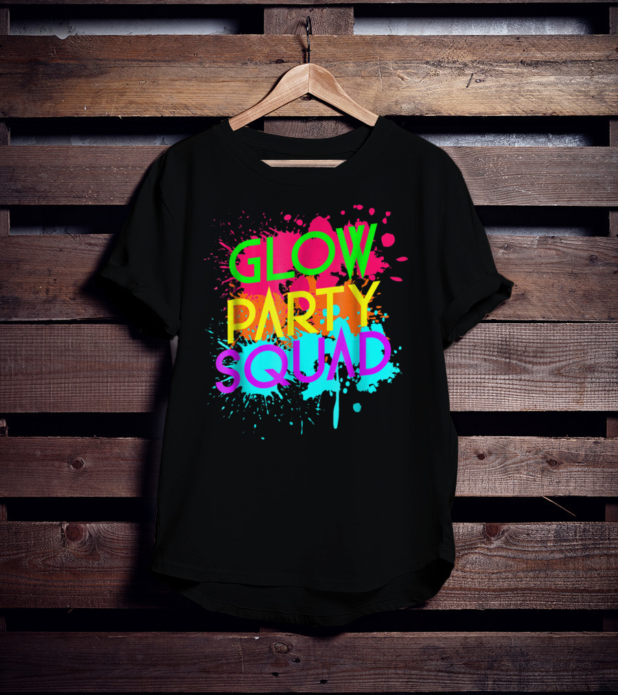 Glow Party Squad Neon Effect Splash Colors T-Shirt