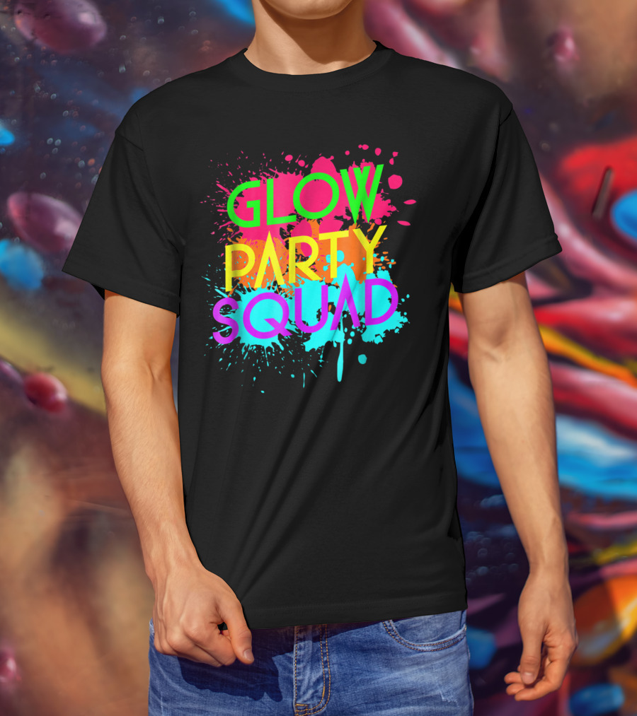 Glow Party Squad Neon Effect Splash Colors T-Shirt