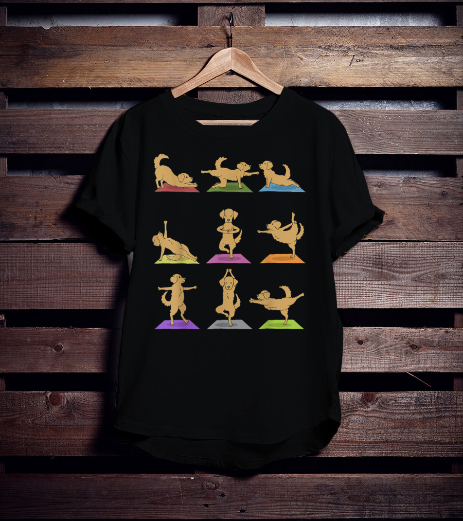 Golden Retriever Yoga Poses Funny Dogs In Yoga T-Shirt