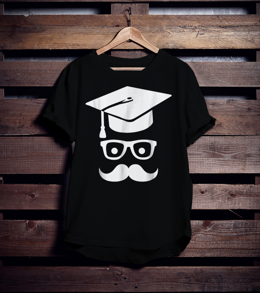 Graduation Smiley Mustache With Glasses And Cap T-Shirt