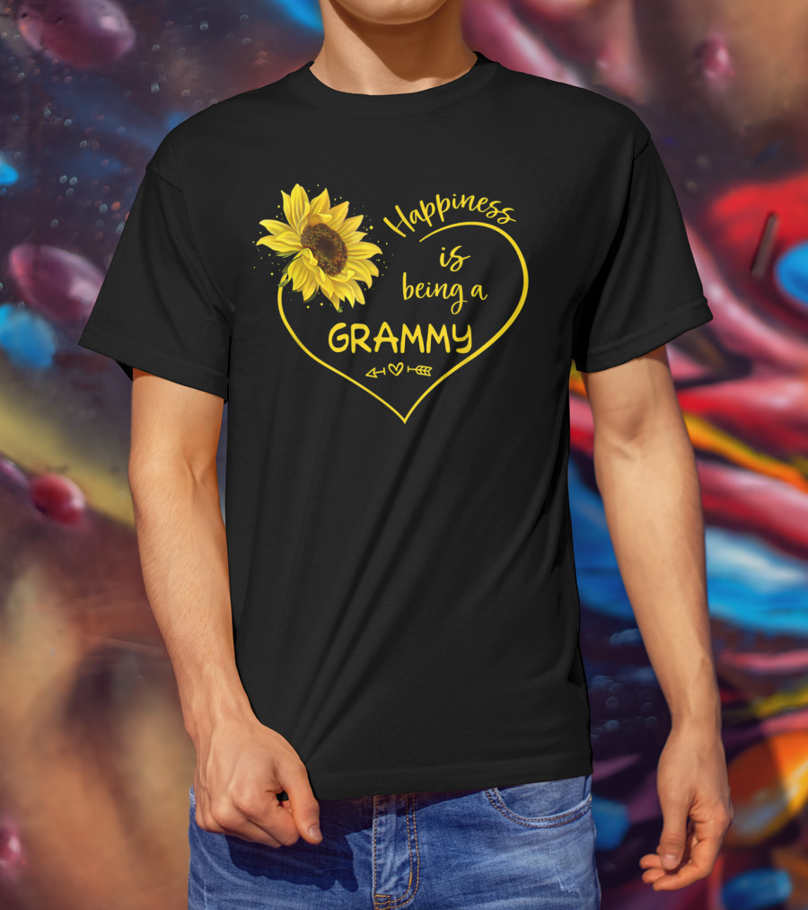 Happiness Is Being A Grammy Sunflower Heart With Arrow T-Shirt