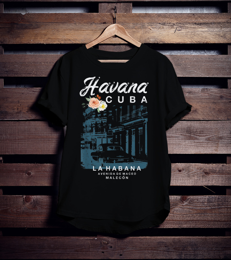 Havana Cuba La Habana Avenida De Maceo Malecón Vintage Travel T-Shirt