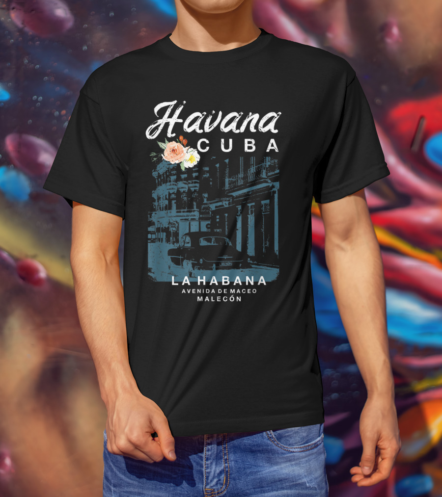 Havana Cuba La Habana Avenida De Maceo Malecón Vintage Travel T-Shirt